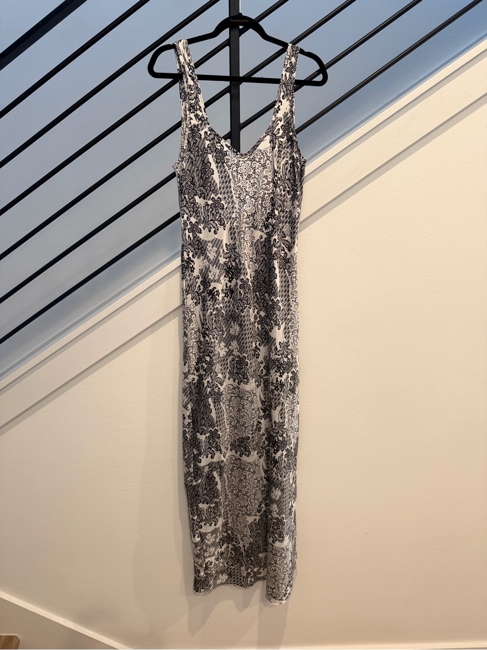 Free People Black and White Printed Sleeveless Maxi Dress